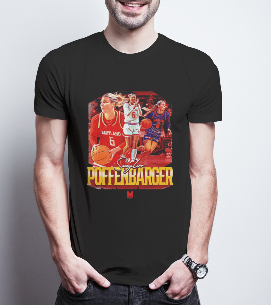 Saylor Poffenbarger Maryland Basketball Player 6 Collage T-Shirt