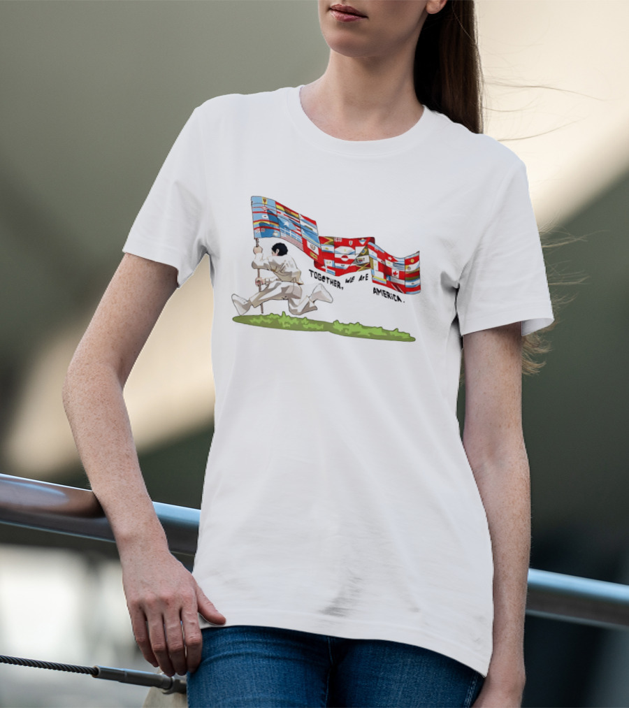 Bad Bunny Together We Are America The Only Thing More Powerful Than Hate Is Love Flags T-Shirt