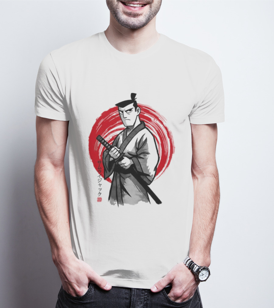 Samurai Jack Sumi E Art Red Circle Japanese Kanji T-Shirt