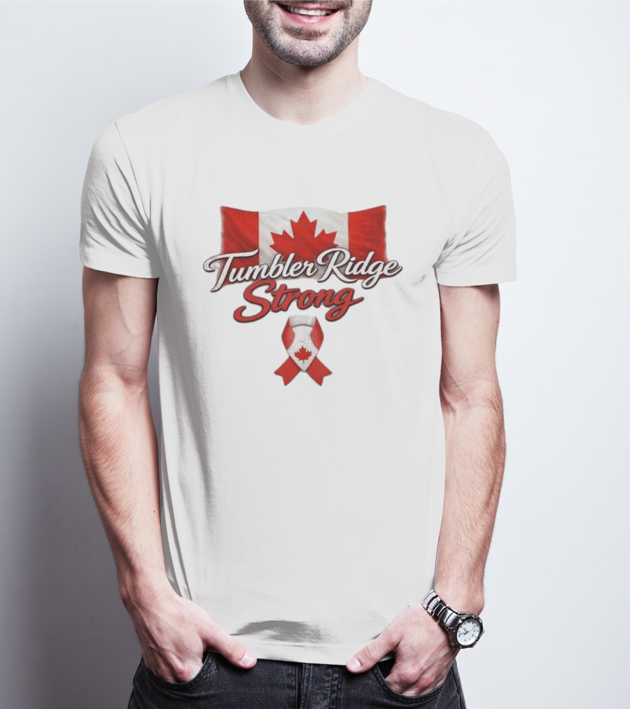 Tumbler Ridge Strong Canada Maple Leaf Ribbon T-Shirt