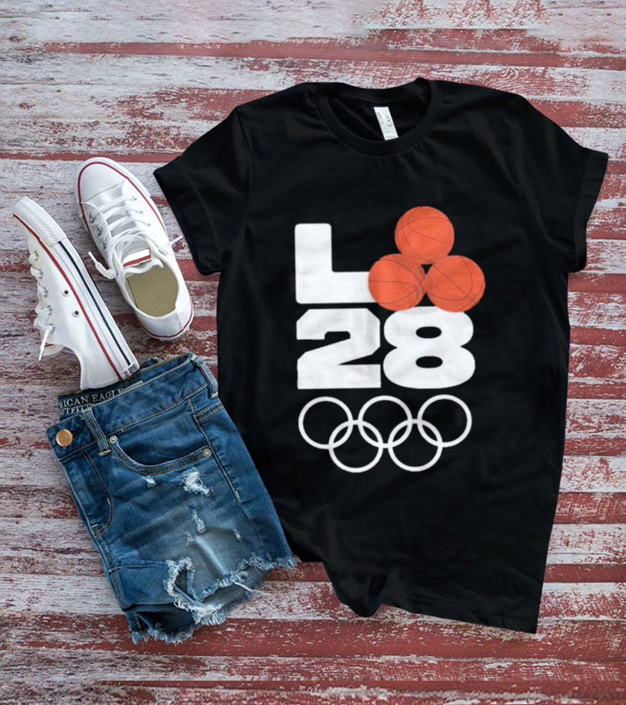 LA28 Basketball Olympic Rings NBA All Star Mitchell Ness Los Angeles T-Shirt