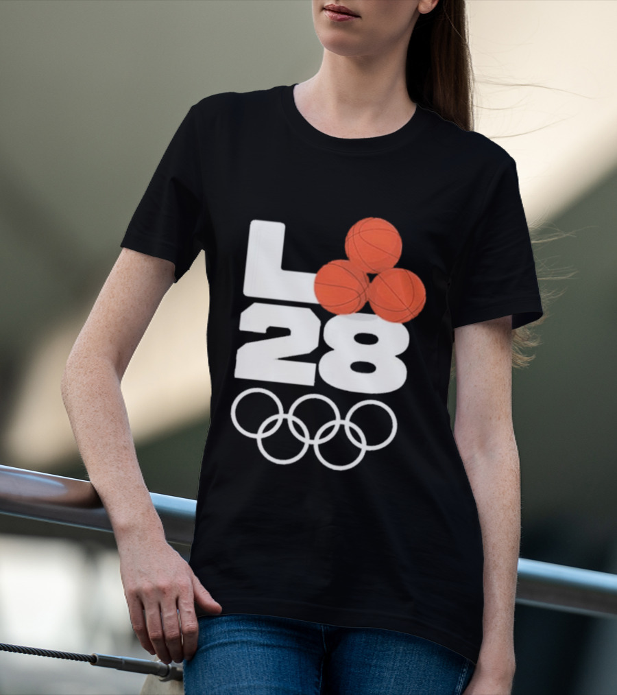 LA28 Basketball Olympic Rings NBA All Star Mitchell Ness Los Angeles T-Shirt