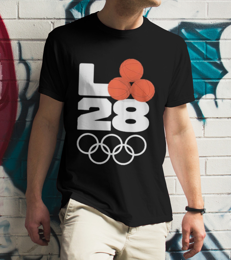LA28 Basketball Olympic Rings NBA All Star Mitchell Ness Los Angeles T-Shirt