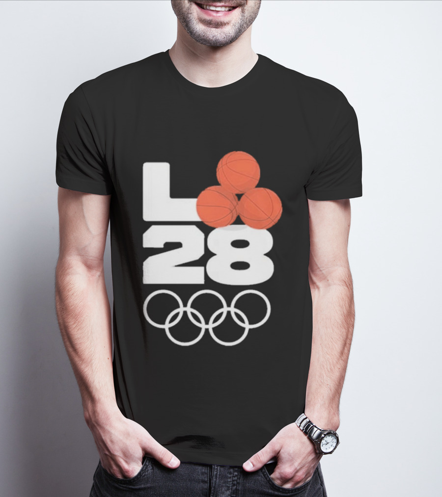 LA28 Basketball Olympic Rings NBA All Star Mitchell Ness Los Angeles T-Shirt