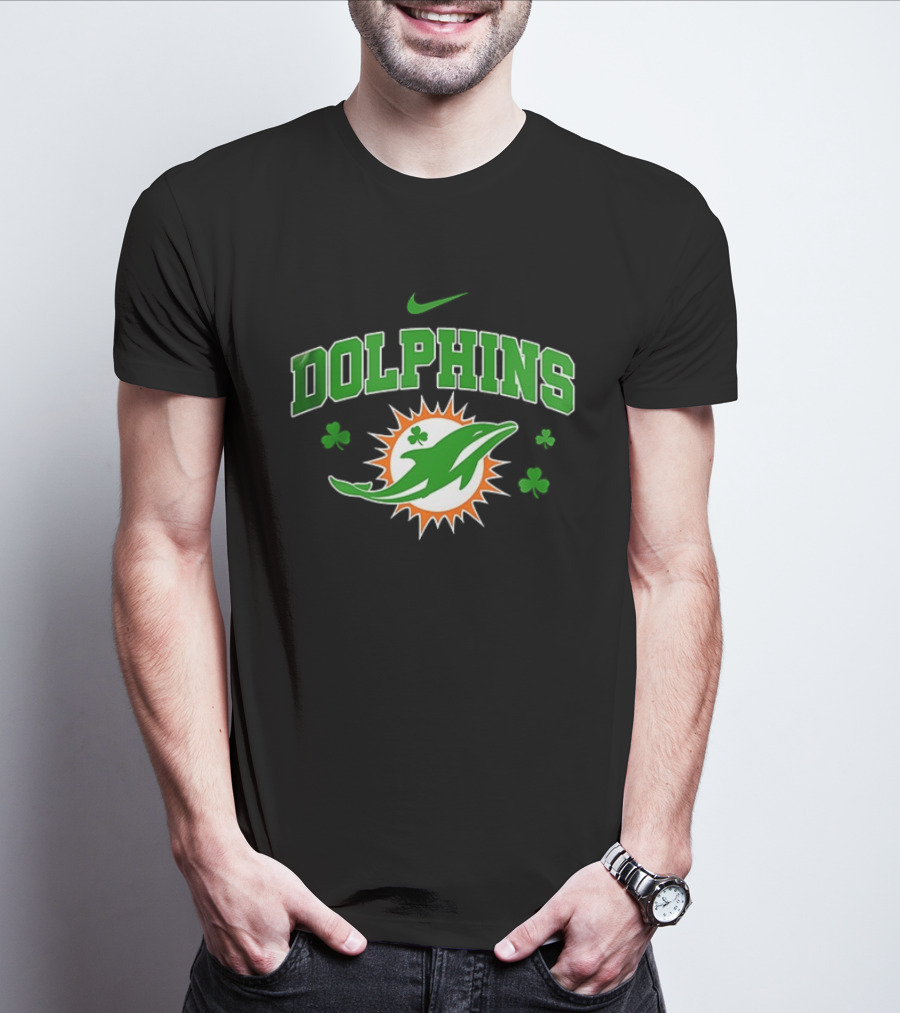 Miami Dolphins Irish Clover Nike Sports Fan T-Shirt