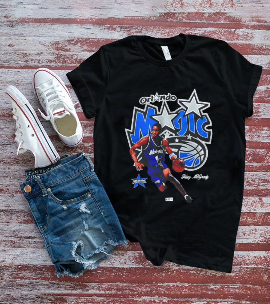 Tracy McGrady Orlando Magic NBA All Star KITH Basketball Player Iconic Blue Jersey T-Shirt