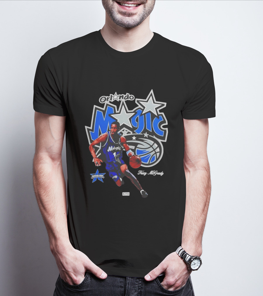 Tracy McGrady Orlando Magic NBA All Star KITH Basketball Player Iconic Blue Jersey T-Shirt