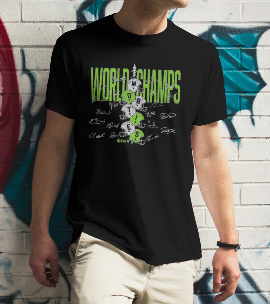 World Champs Seattle Football Helmet Stack Signatures T-Shirt