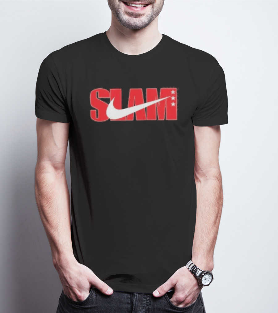 SLAM Nike Red White Collaboration Swoosh Stars T-Shirt