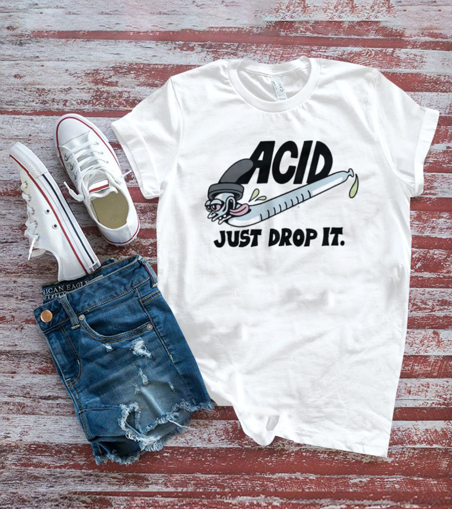 Acid Just Drop It Cartoon Worm T-Shirt