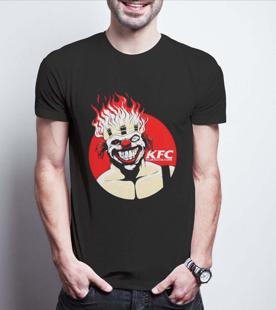 KFC Killer Clown Flaming Hair Grinning Face T-Shirt