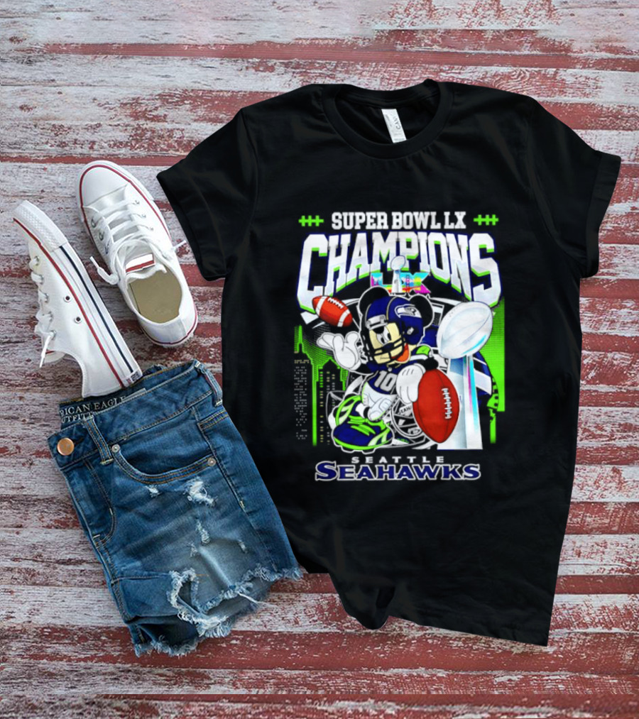 Super Bowl XLVIII Champions Mickey Mouse Seattle Seahawks T-Shirt