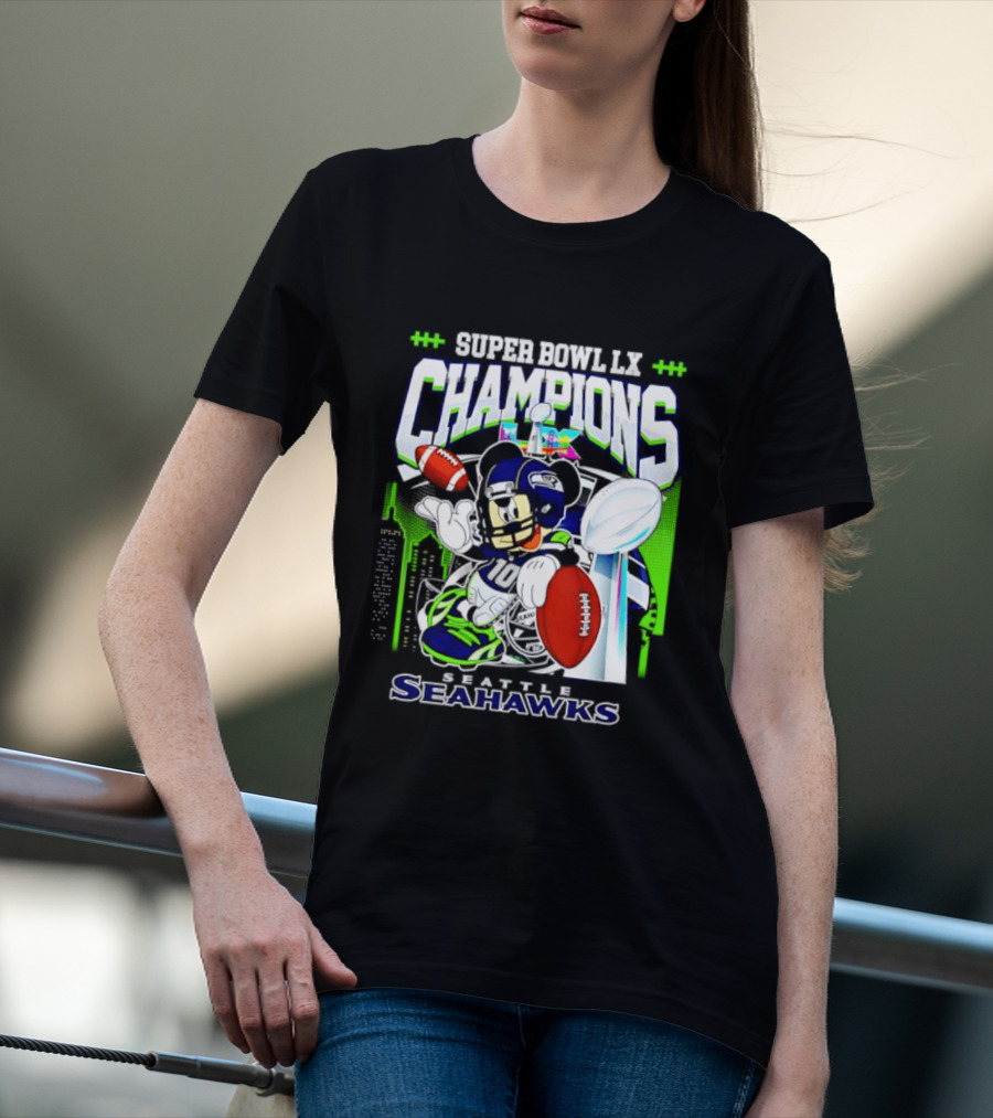 Super Bowl XLVIII Champions Mickey Mouse Seattle Seahawks T-Shirt
