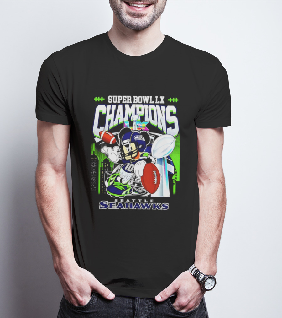 Super Bowl XLVIII Champions Mickey Mouse Seattle Seahawks T-Shirt