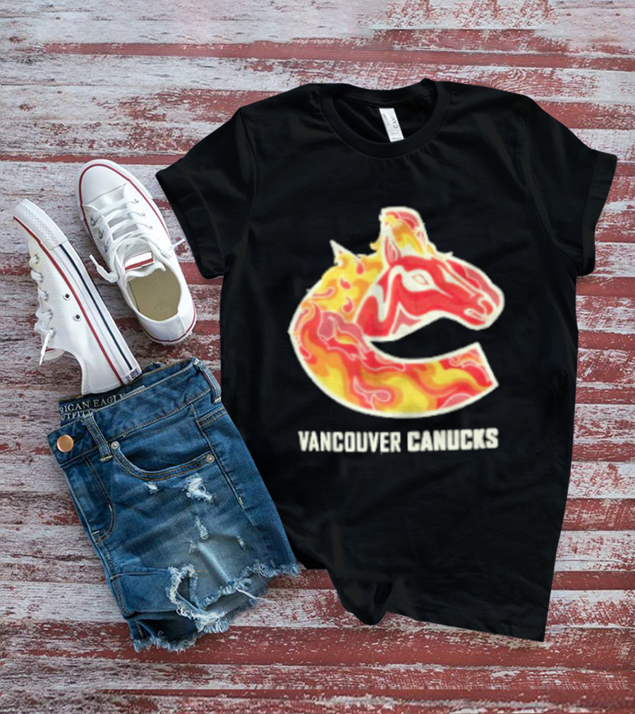Vancouver Canucks Lunar New Year 2026 Horse Flaming T-Shirt