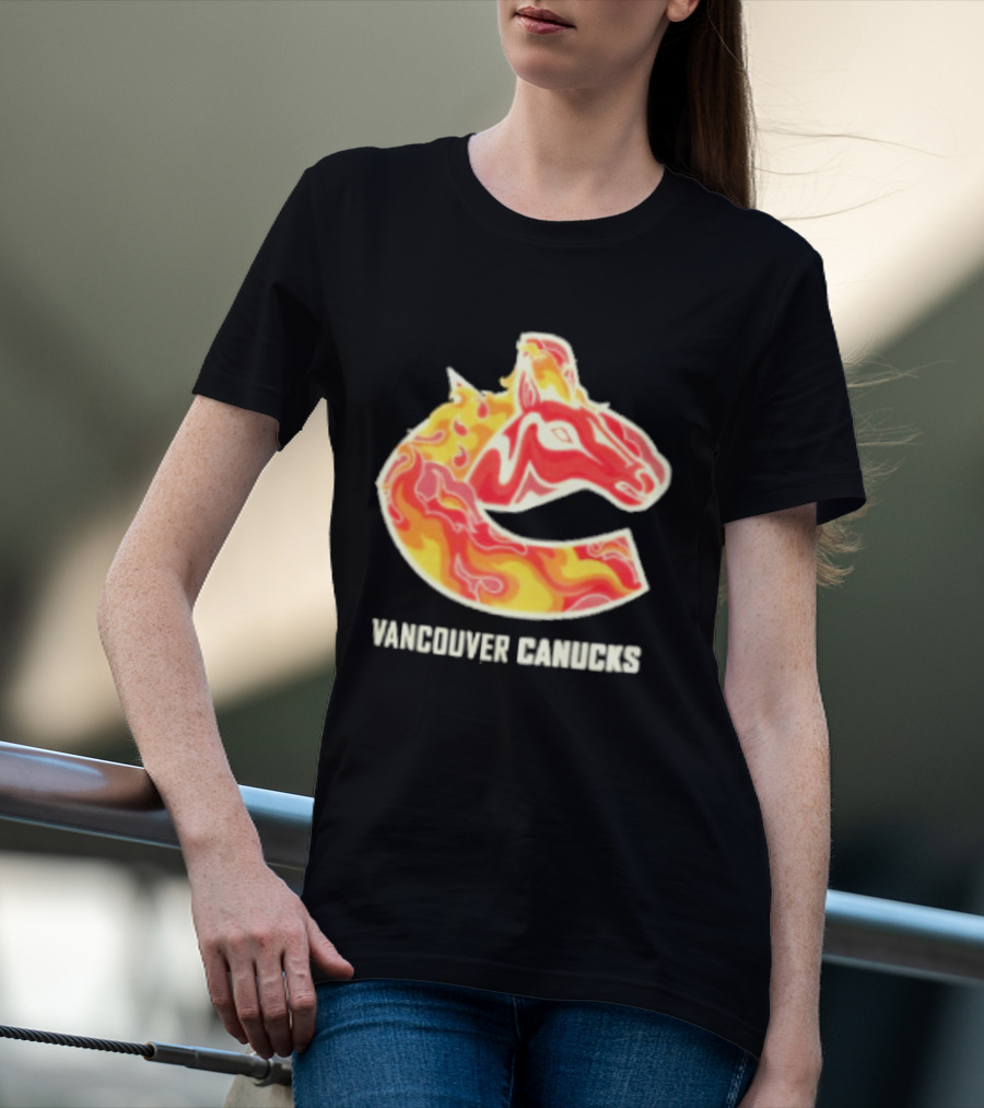 Vancouver Canucks Lunar New Year 2026 Horse Flaming T-Shirt
