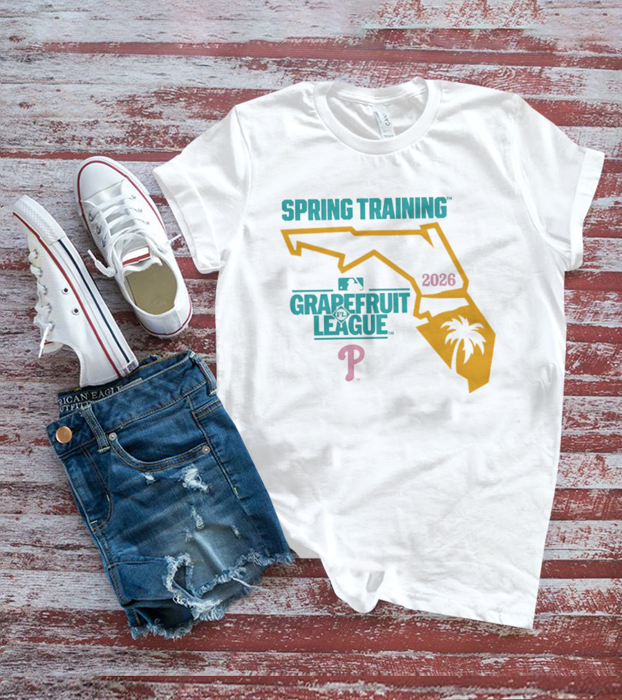 Philadelphia Phillies Grapefruit League Spring Training 2026 Florida Map Palm Tree MLB T-Shirt