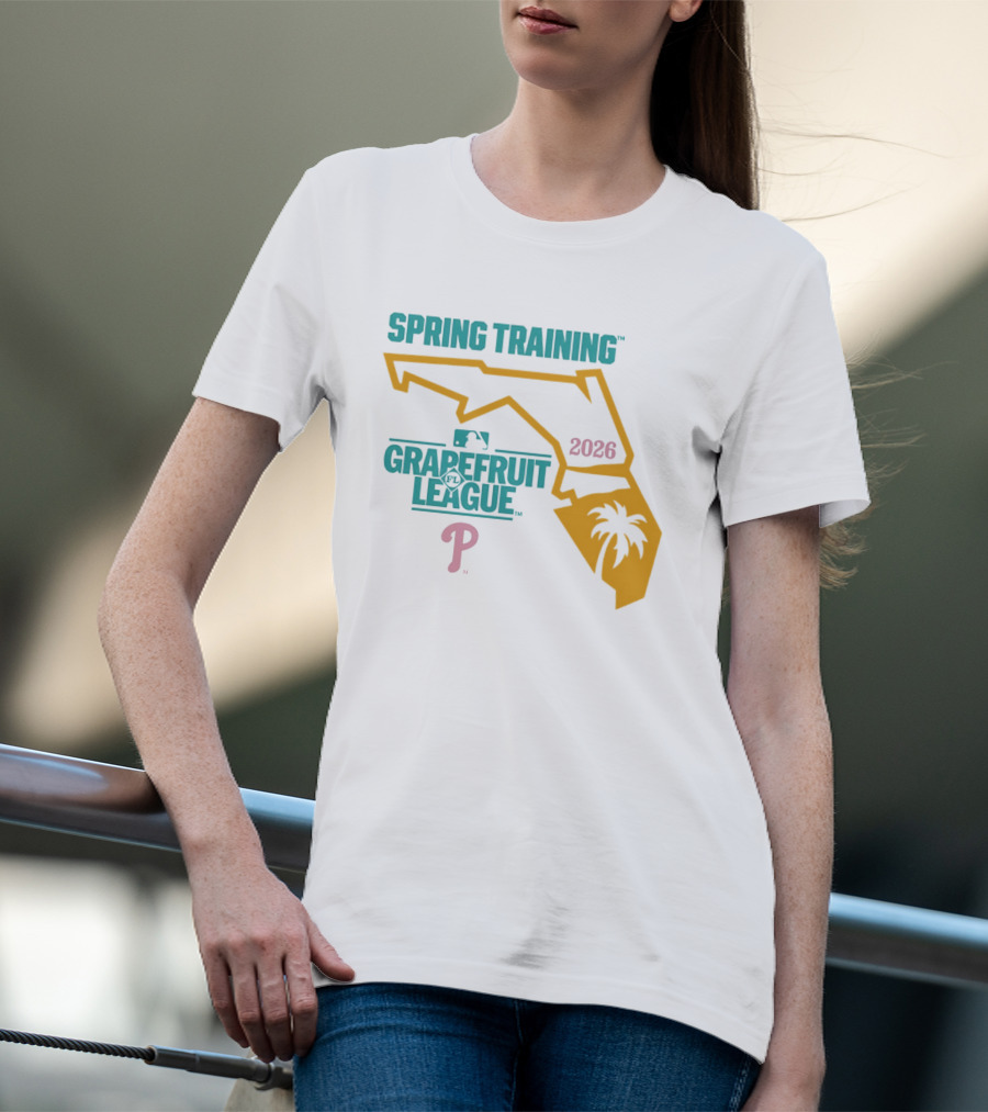 Philadelphia Phillies Grapefruit League Spring Training 2026 Florida Map Palm Tree MLB T-Shirt