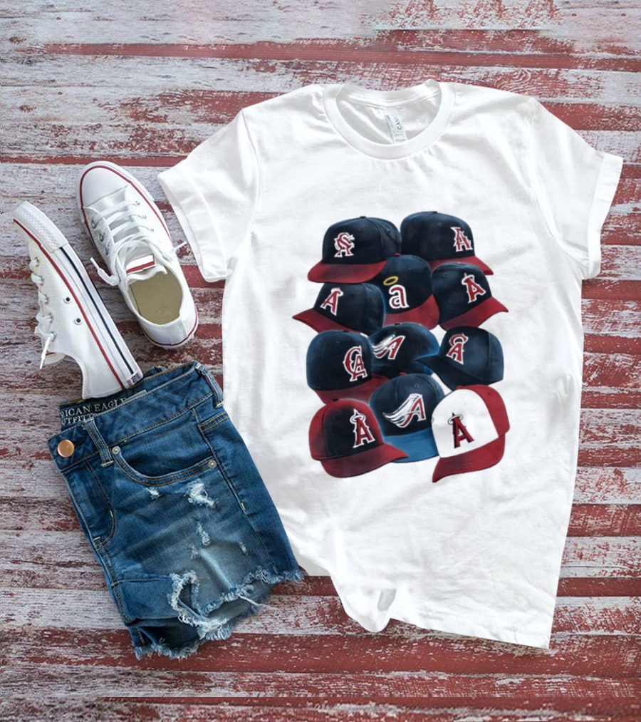 Stacked A Cap Collection With Angelic Halo And Stylized Wings T-Shirt