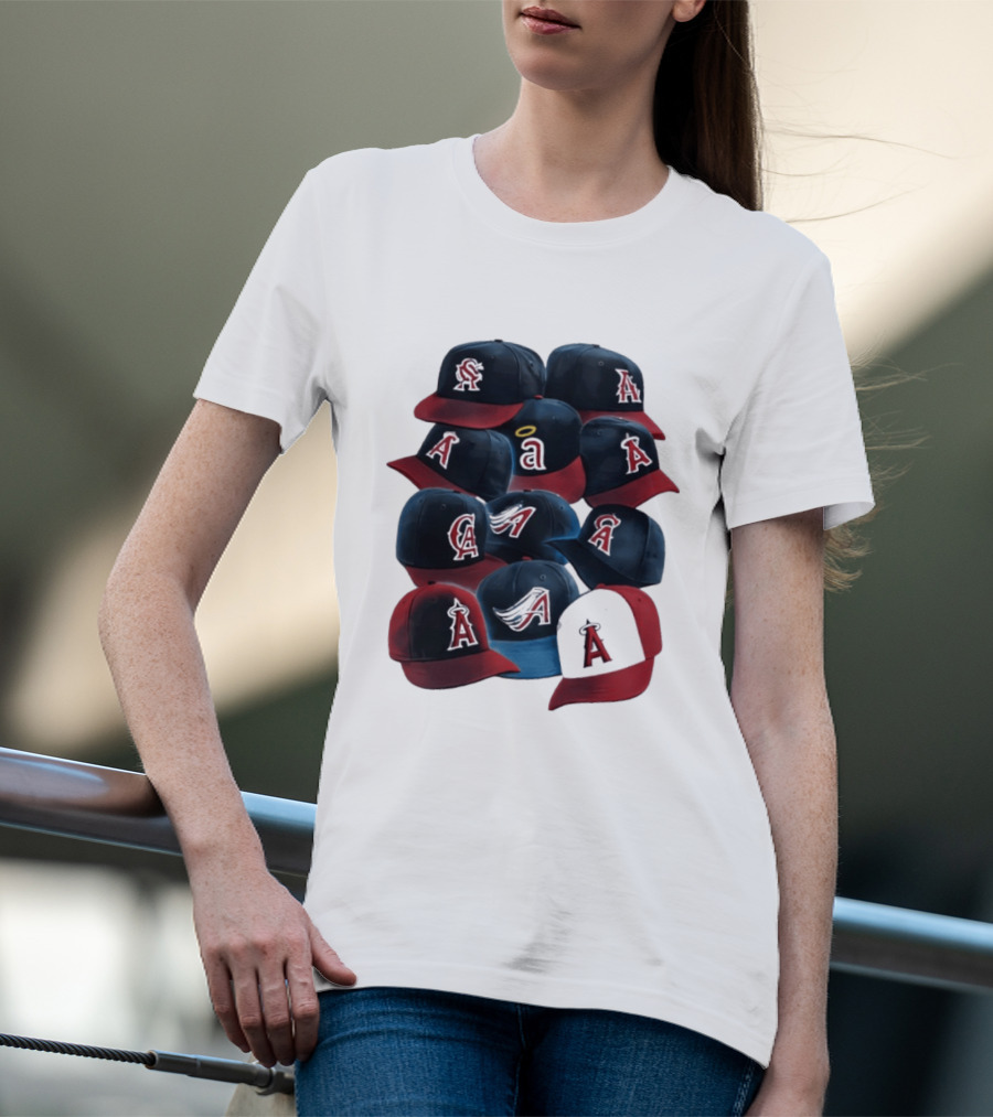 Stacked A Cap Collection With Angelic Halo And Stylized Wings T-Shirt