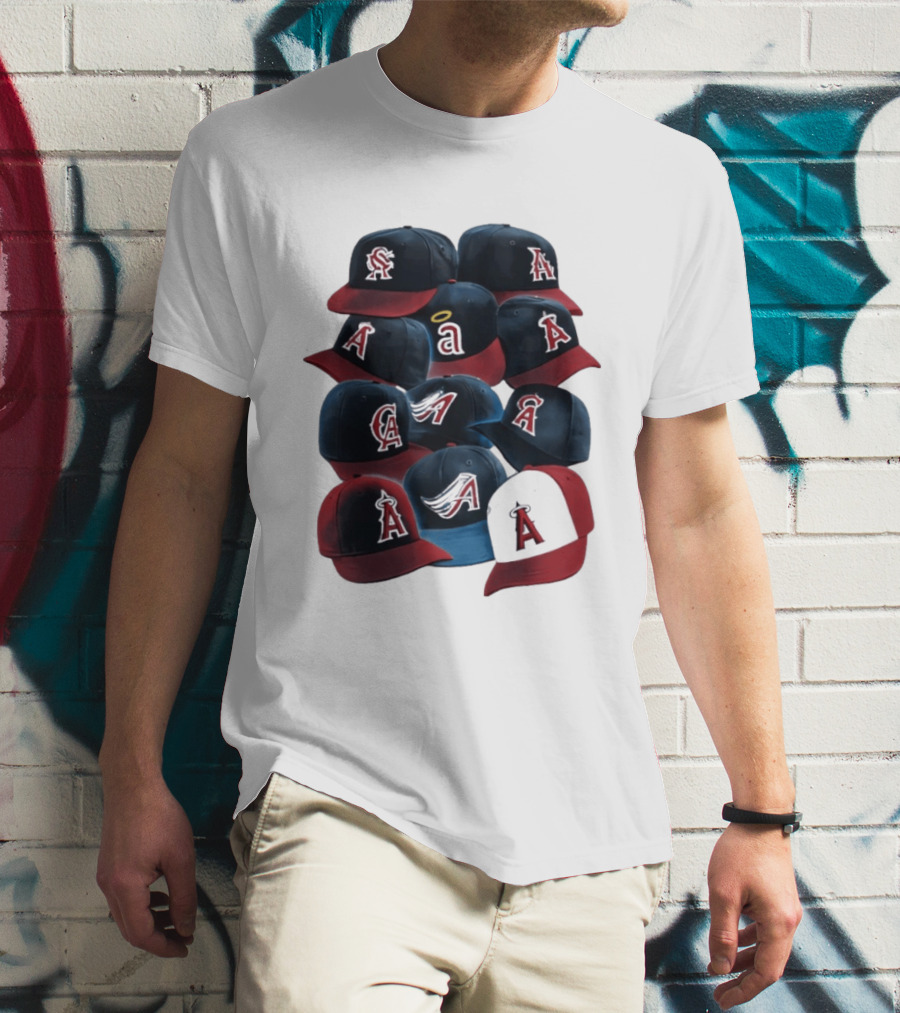 Stacked A Cap Collection With Angelic Halo And Stylized Wings T-Shirt