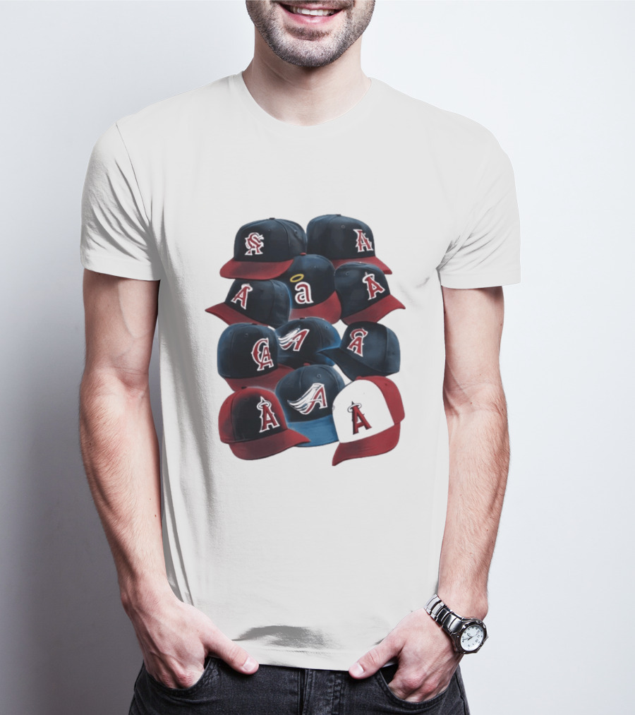 Stacked A Cap Collection With Angelic Halo And Stylized Wings T-Shirt