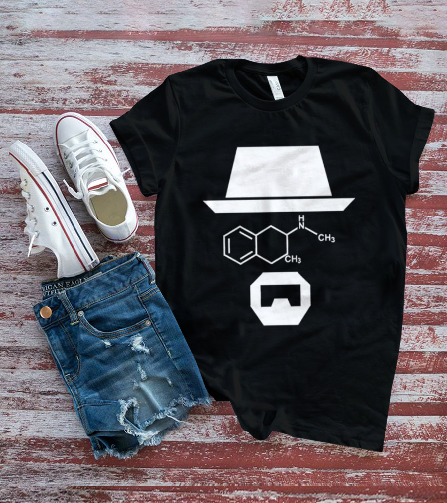 Heisenberg Hat And Methamphetamine Molecule Chemistry Breaking Bad T-Shirt