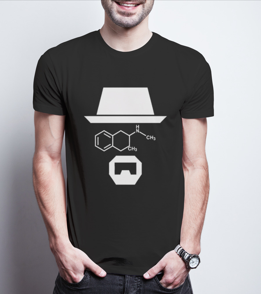 Heisenberg Hat And Methamphetamine Molecule Chemistry Breaking Bad T-Shirt