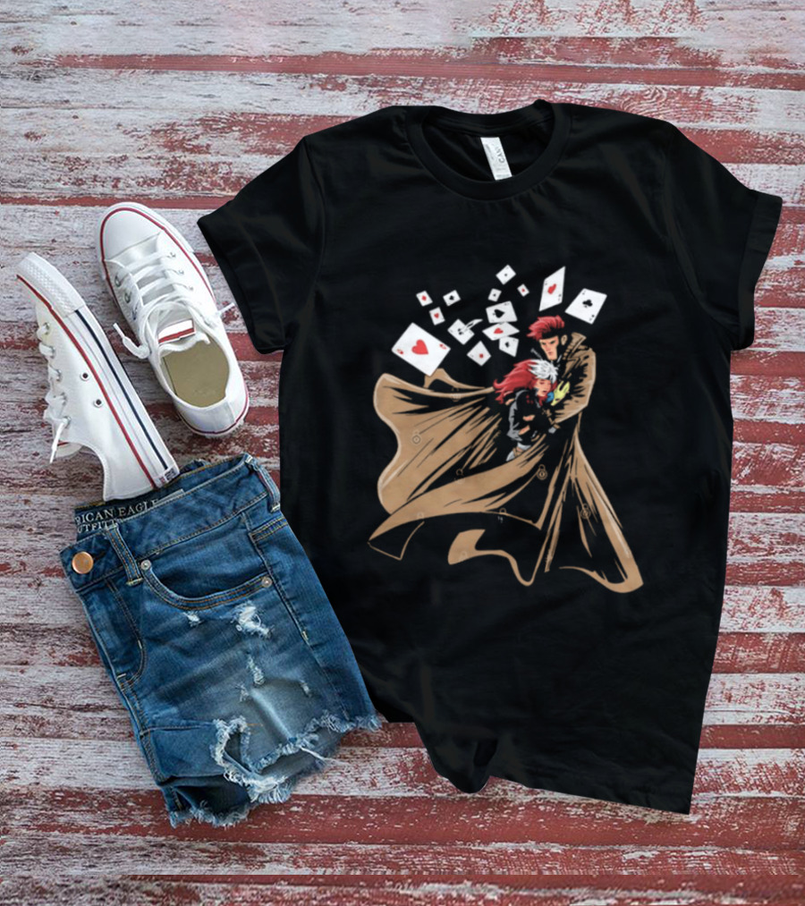 Mutant Love Rogue And Gambit Playing Cards Embrace T-Shirt