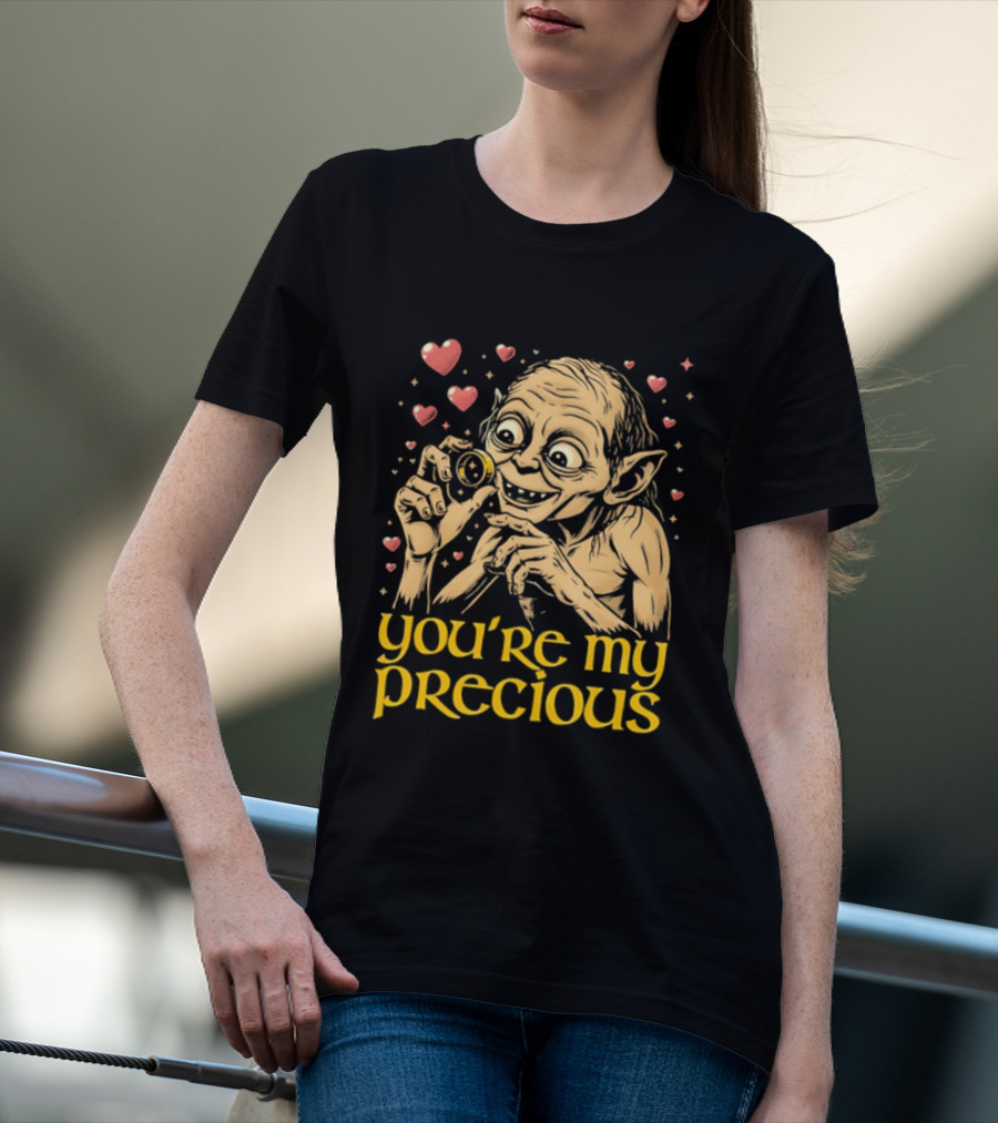 Gollum Holding Ring You're My Precious Hearts T-Shirt