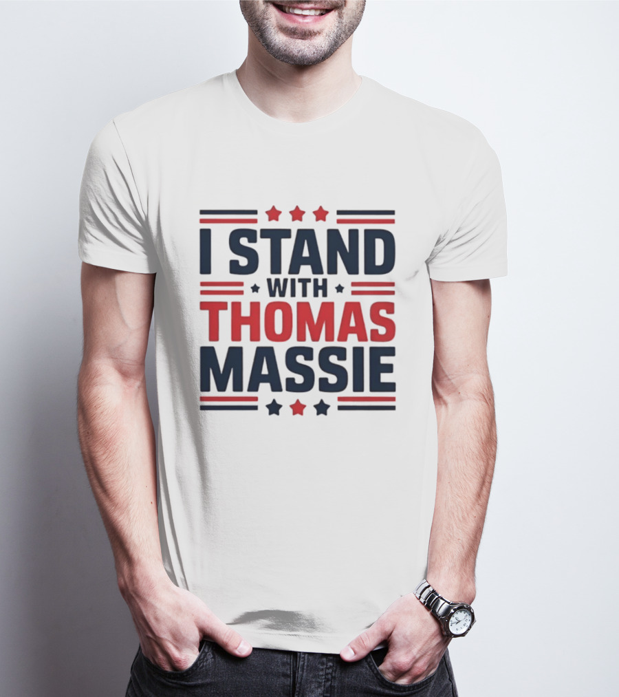 I Stand With Thomas Massie Patriotic Stars And Stripes T-Shirt