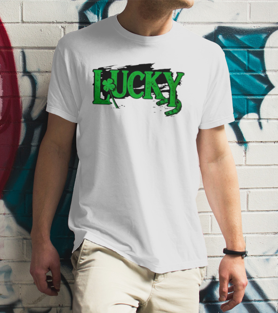 Lucky Green Horseshoe And Shamrock St. Patrick's Day T-Shirt