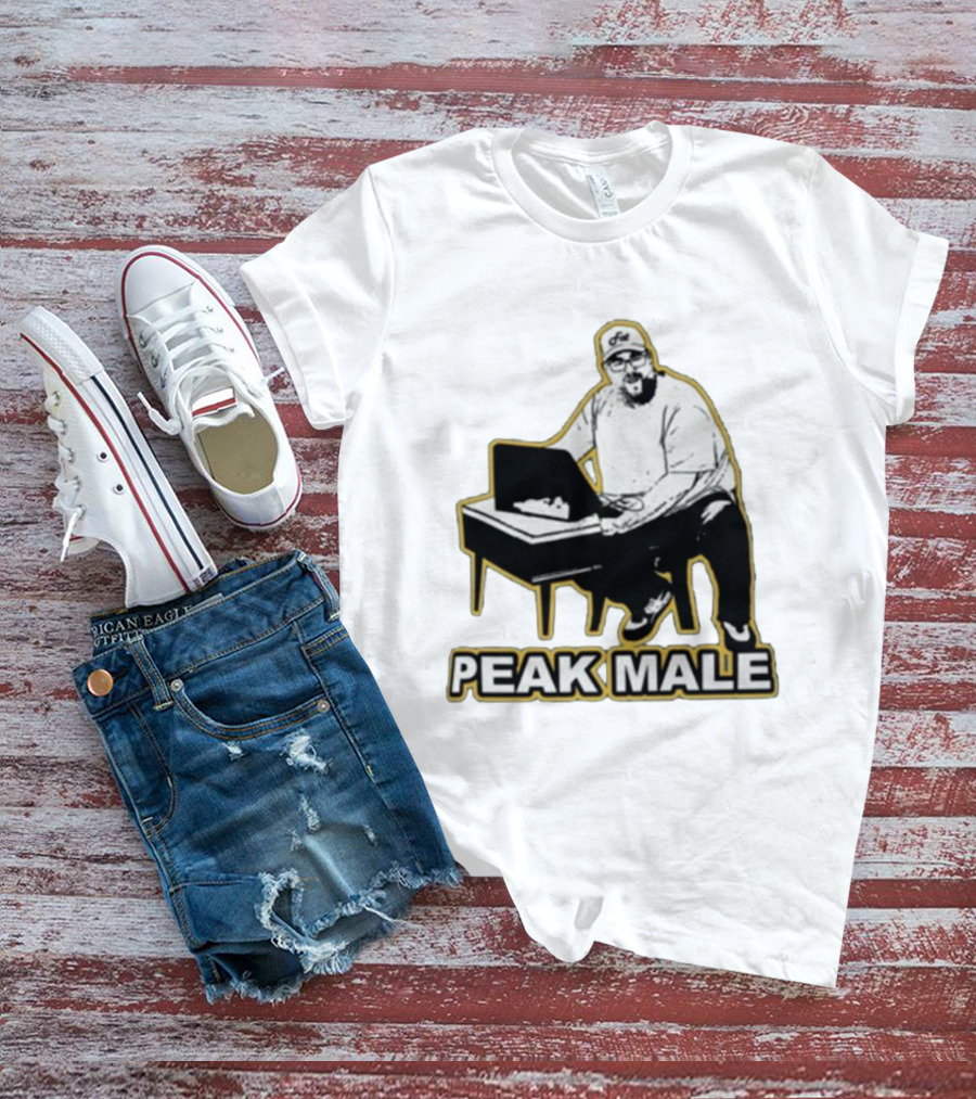PEAK MALE Bearded Man Sitting At Desk Sketch T-Shirt