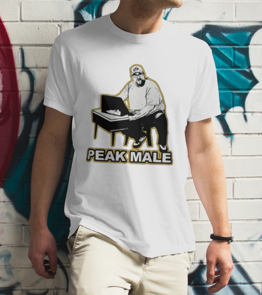 PEAK MALE Bearded Man Sitting At Desk Sketch T-Shirt