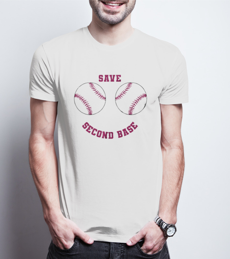 Save Second Base Breast Cancer Awareness Baseball T-Shirt