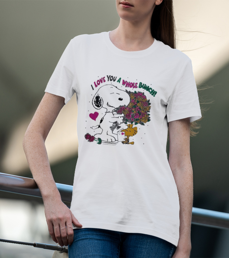 Snoopy I Love You A Whole Bunch Bouquet For Woodstock T-Shirt