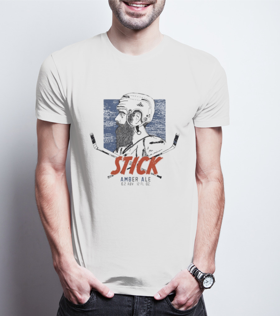 Stick Amber Ale 6.2 ABV 12 FL OZ Hockey And Beard T-Shirt