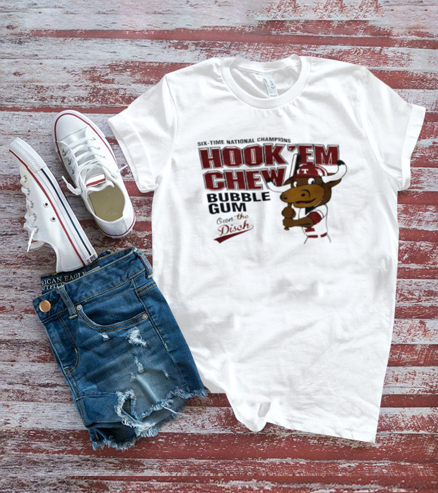 Texas Longhorns Hook 'Em Chew Bubble Gum Own The Disch Baseball T-Shirt