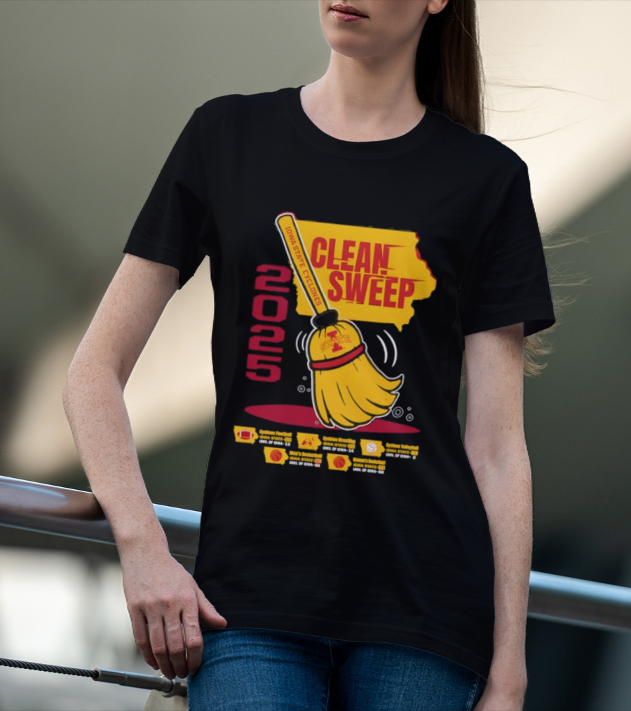 Iowa State Cyclones Clean Sweep 2025 Basketball Wrestling Volleyball Football T-Shirt