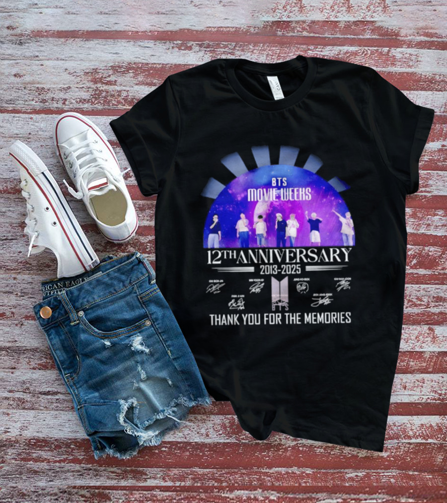 BTS Movie Weeks 12th Anniversary 2013 2025 Thank You For The Memories T-Shirt