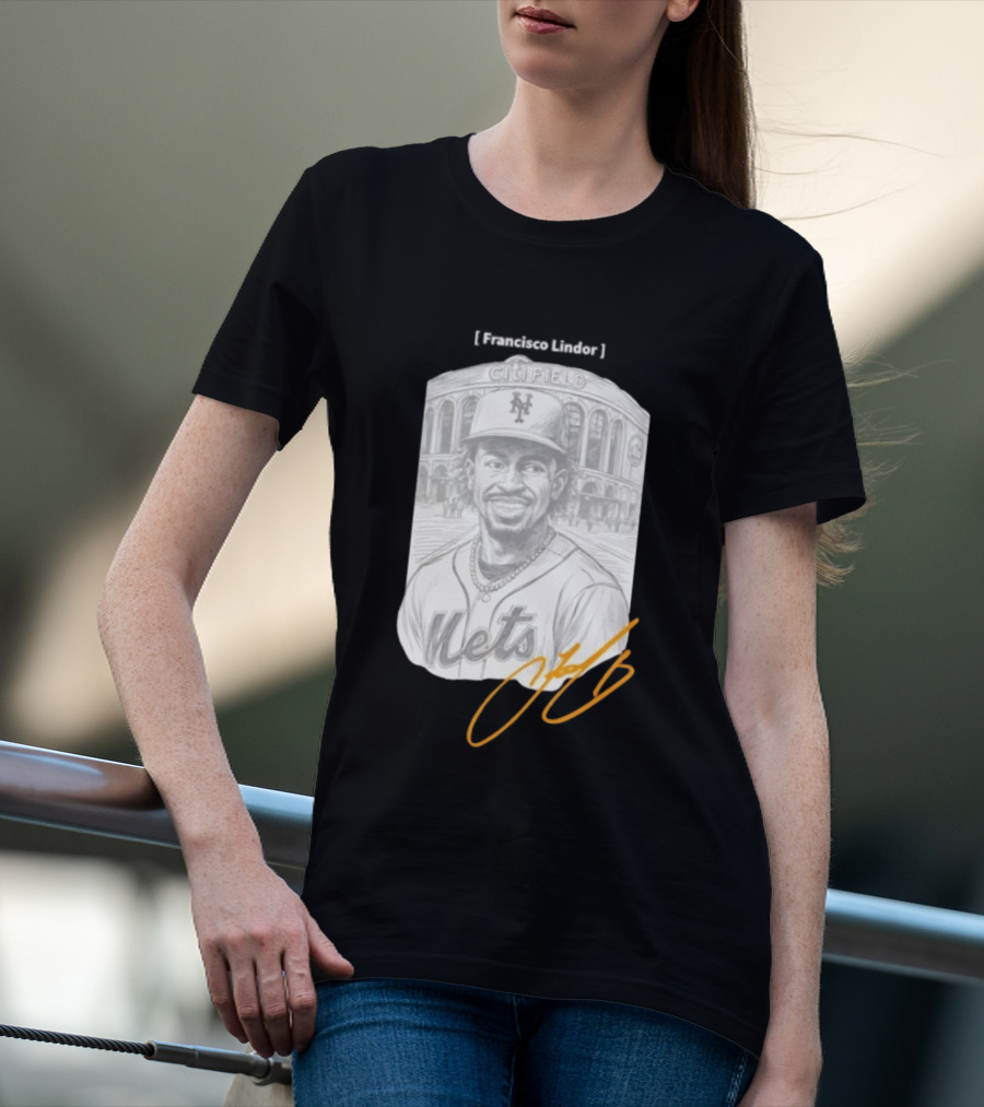 Francisco Lindor New York Mets Citi Field Signature T-Shirt