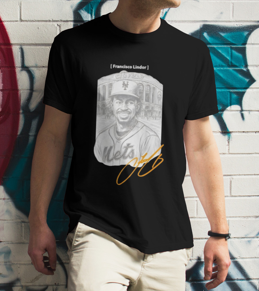 Francisco Lindor New York Mets Citi Field Signature T-Shirt