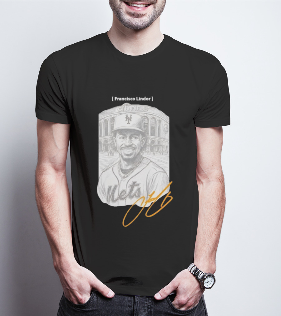 Francisco Lindor New York Mets Citi Field Signature T-Shirt