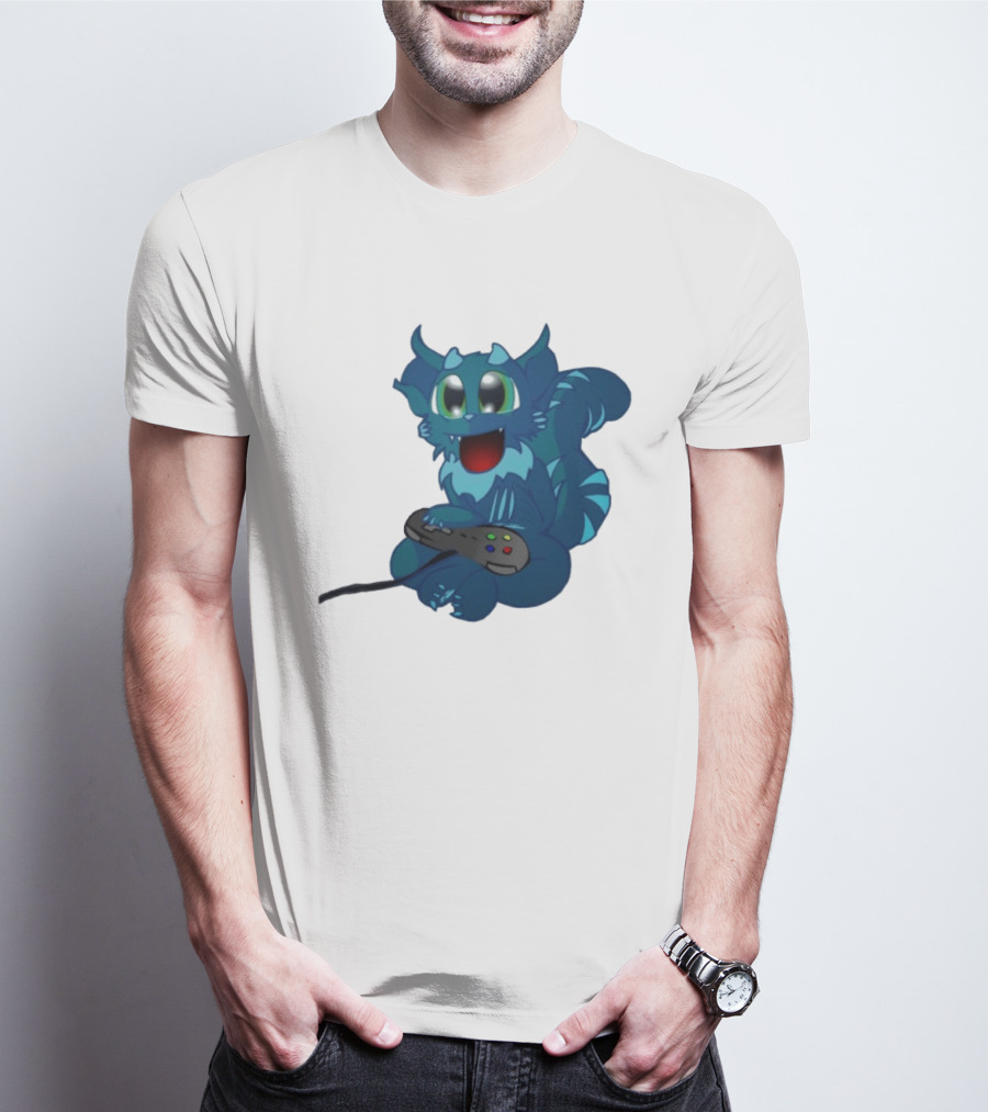 ThaBeast Gamer Blue Creature Playing Controller T-Shirt