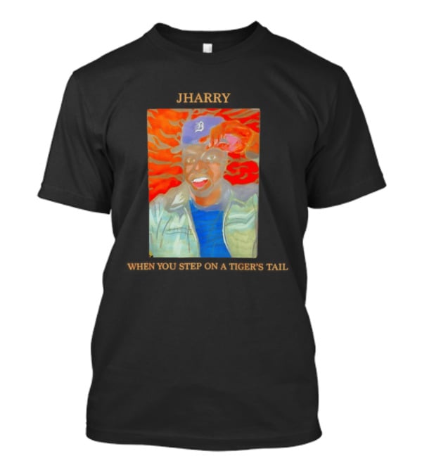 Jharry With Detroit Cap And Tiger's Tail T-Shirt