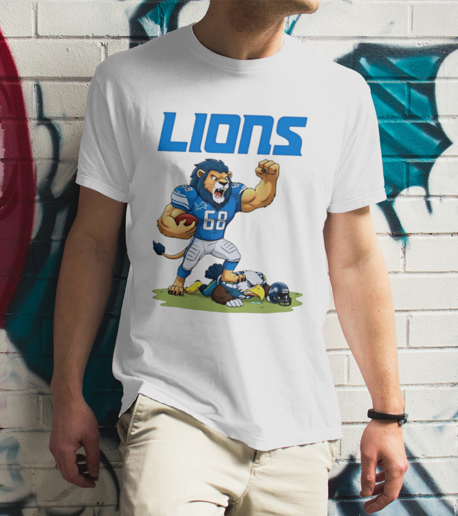 Detroit Lions Dominating Seahawks Rivalry Mascot Showdown T-Shirt
