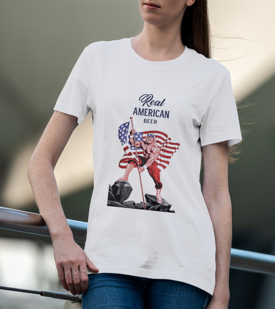 Real American Beer Hulk Hogan US Flag T-Shirt