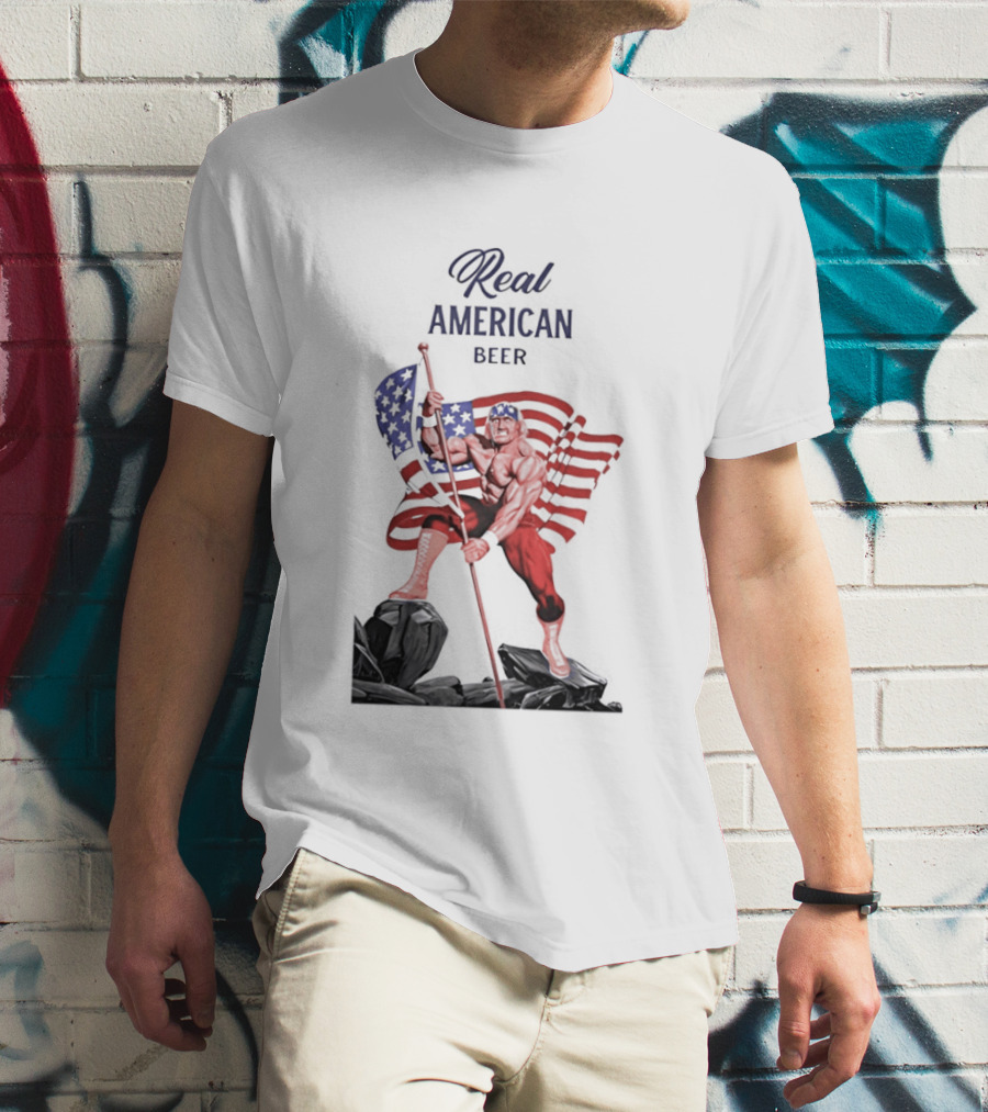 Real American Beer Hulk Hogan US Flag T-Shirt