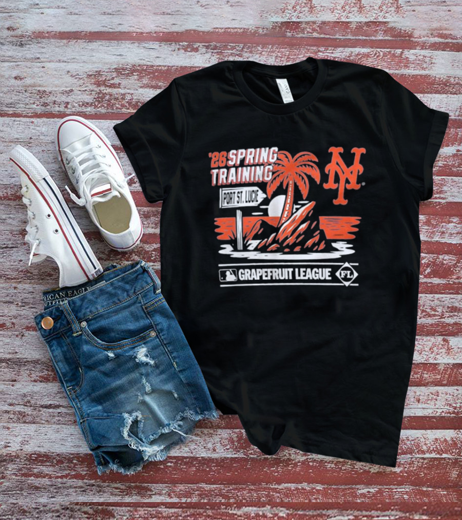 New York Mets 2026 Spring Training Grapefruit League Palm Tree Ocean T-Shirt