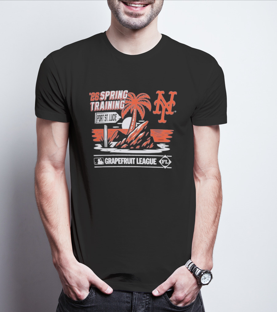 New York Mets 2026 Spring Training Grapefruit League Palm Tree Ocean T-Shirt